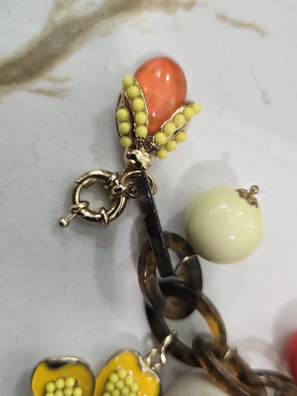 Betsey Johnson Yellow Floral & Multicolor Charm Bracelet